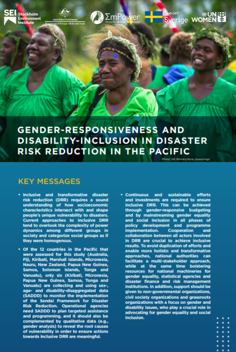 Gender Responsiveness And Disability Inclusion In Disaster Risk